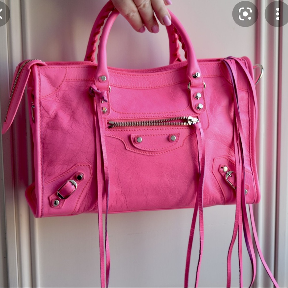 Balenciaga Fluo Pink Small City Classic Bag